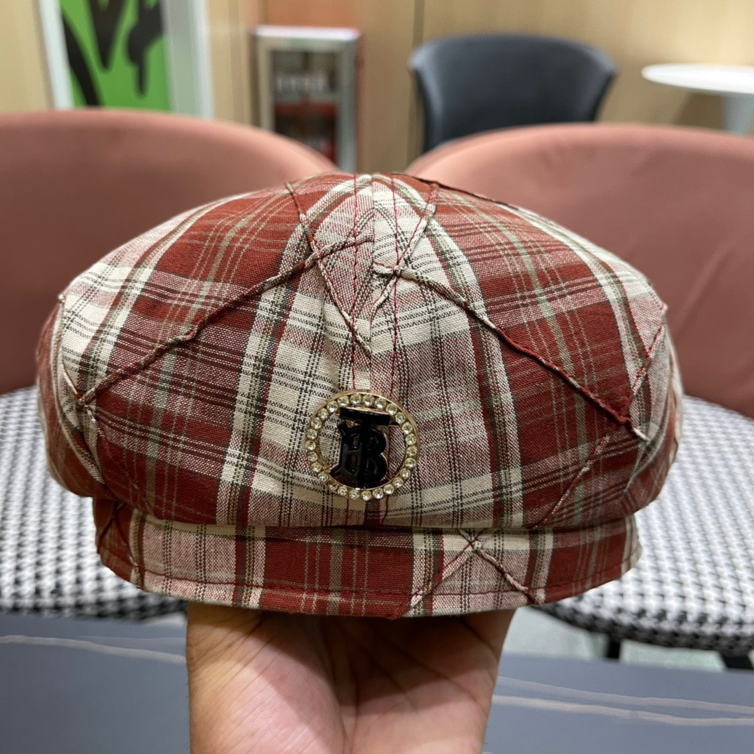  Burberry巴宝莉2024早秋新款格子贝雷帽，画家帽，头围57cm
