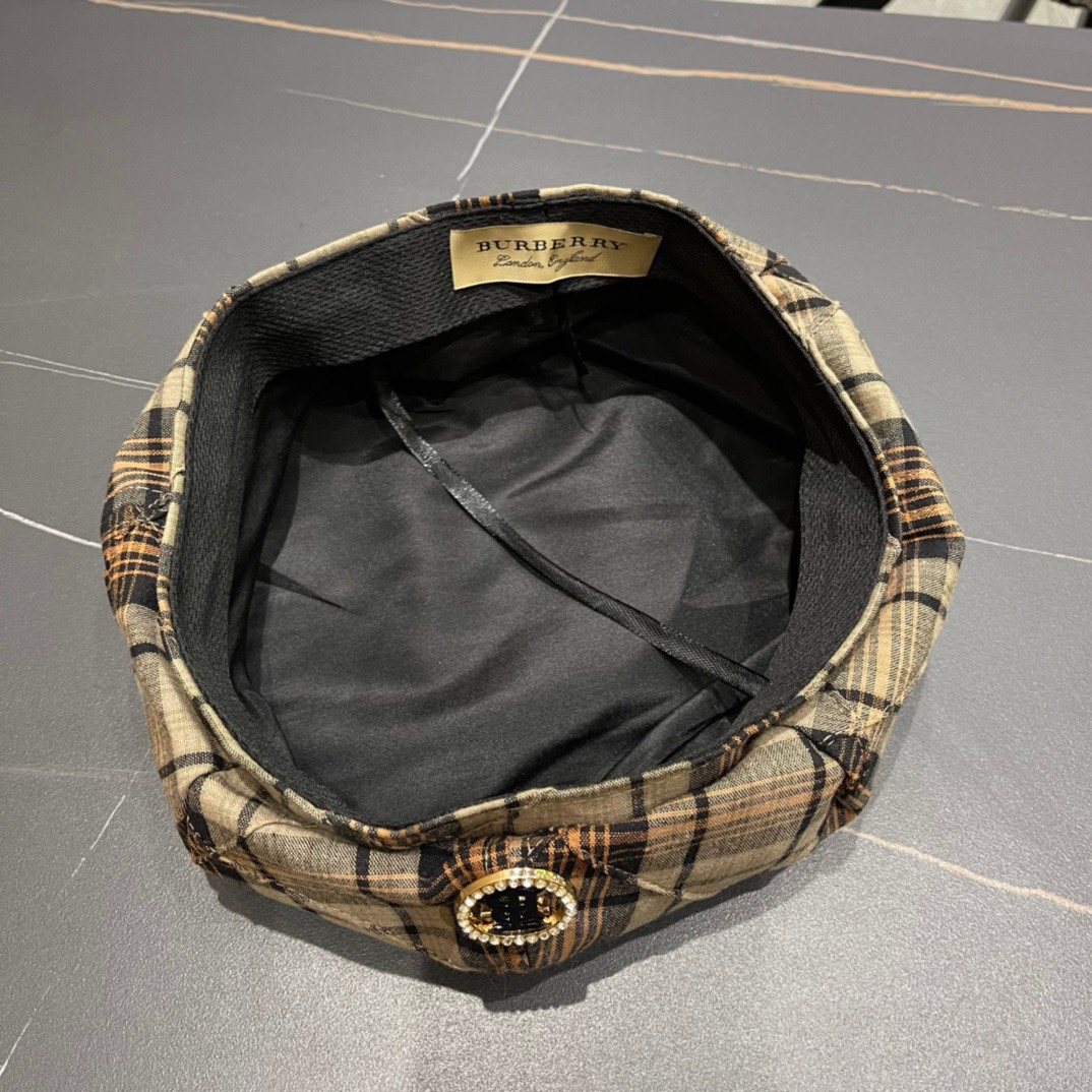  Burberry巴宝莉2024早秋新款格子贝雷帽，画家帽，头围57cm