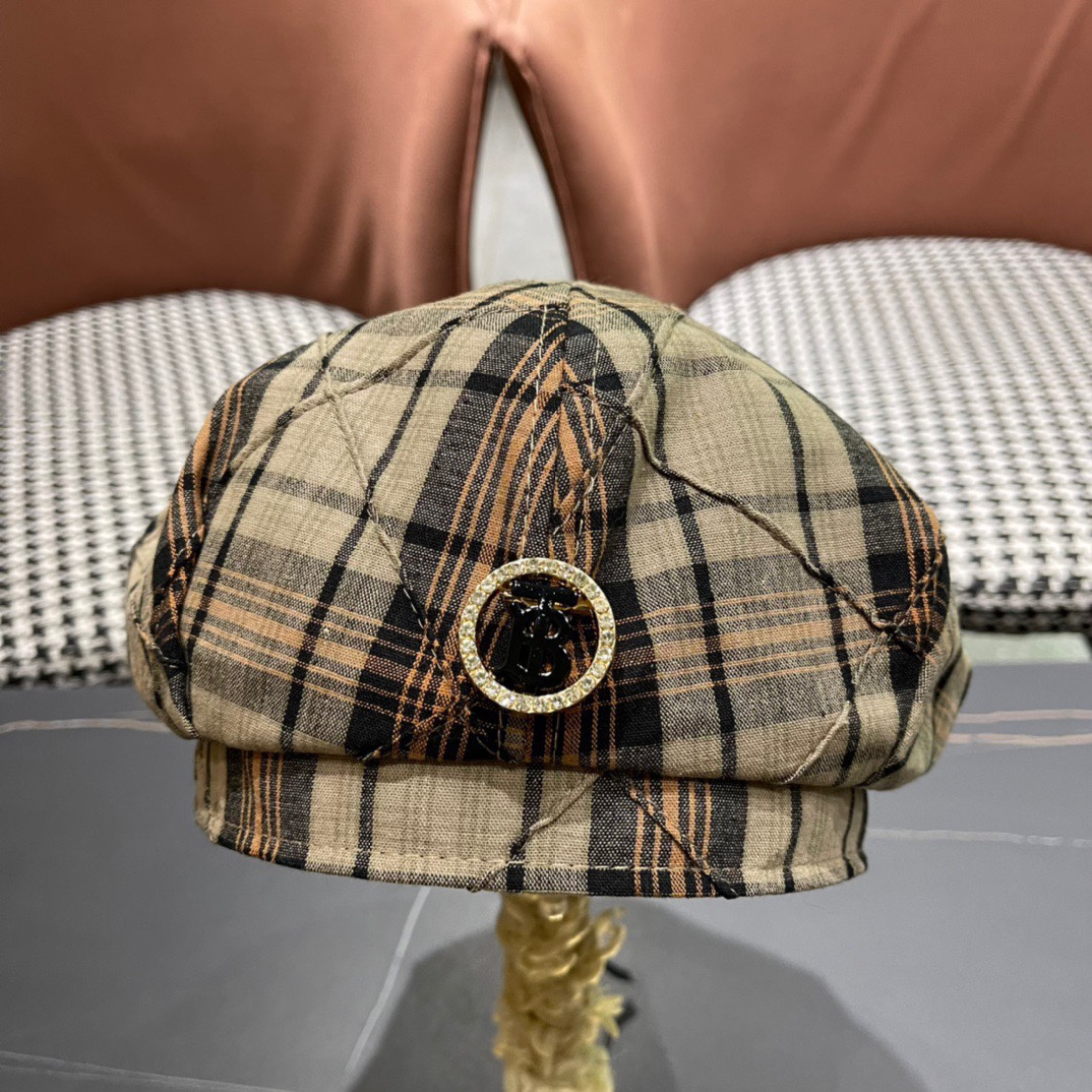  Burberry巴宝莉2024早秋新款格子贝雷帽，画家帽，头围57cm