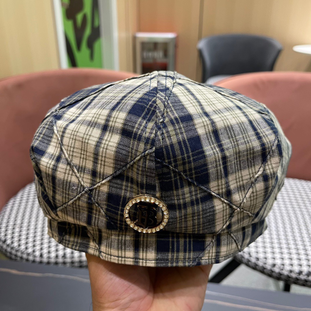  Burberry巴宝莉2024早秋新款格子贝雷帽，画家帽，头围57cm
