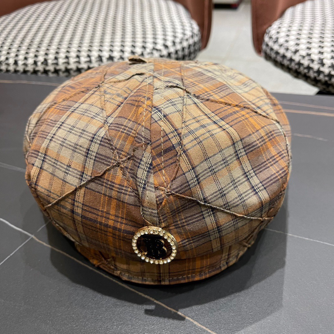  Burberry巴宝莉2024早秋新款格子贝雷帽，画家帽，头围57cm