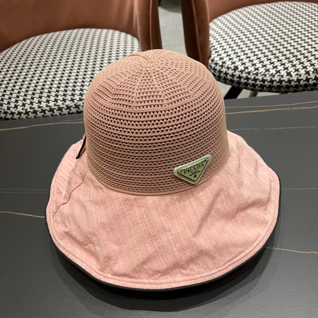 【PRADA普拉达】2024春夏款大沿蝴蝶结遮阳渔夫帽🌈更有质感的一款
