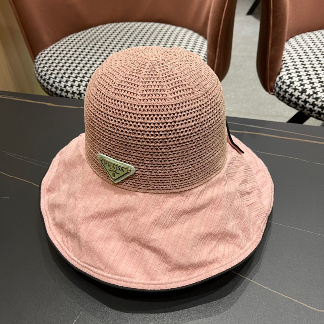  【PRADA普拉达】2024春夏款大沿蝴蝶结遮阳渔夫帽🌈更有质感的一款