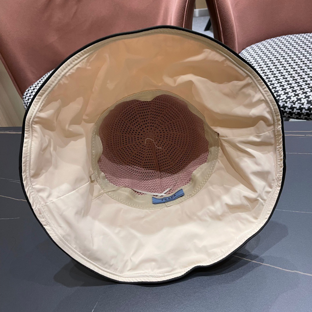  【PRADA普拉达】2024春夏款大沿蝴蝶结遮阳渔夫帽🌈更有质感的一款