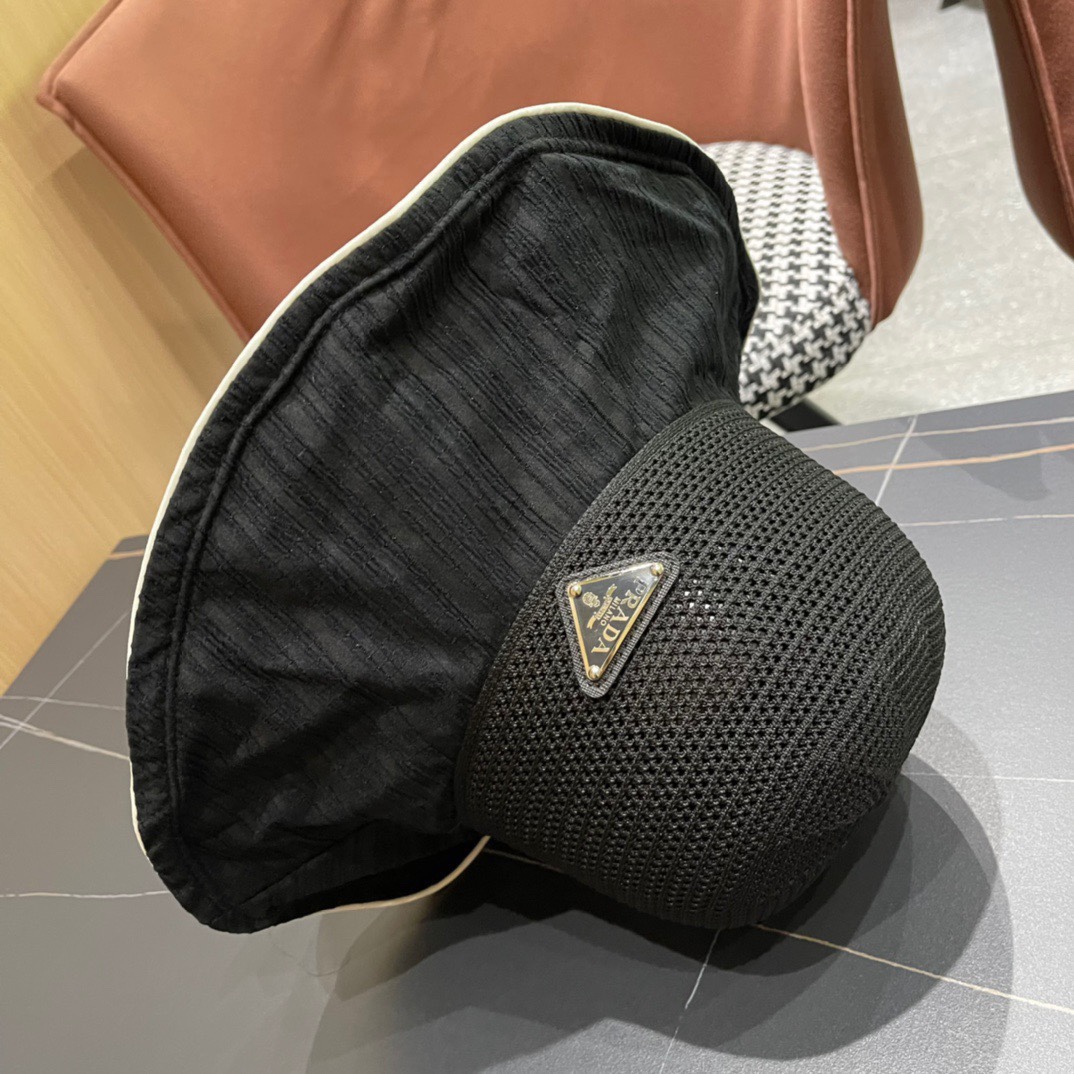  【PRADA普拉达】2024春夏款大沿蝴蝶结遮阳渔夫帽🌈更有质感的一款