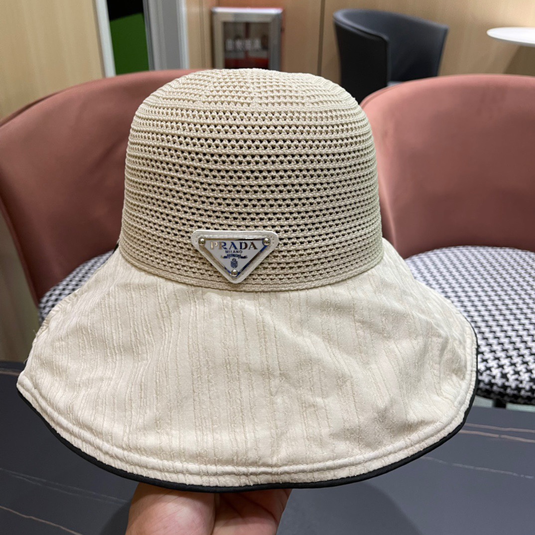  【PRADA普拉达】2024春夏款大沿蝴蝶结遮阳渔夫帽🌈更有质感的一款