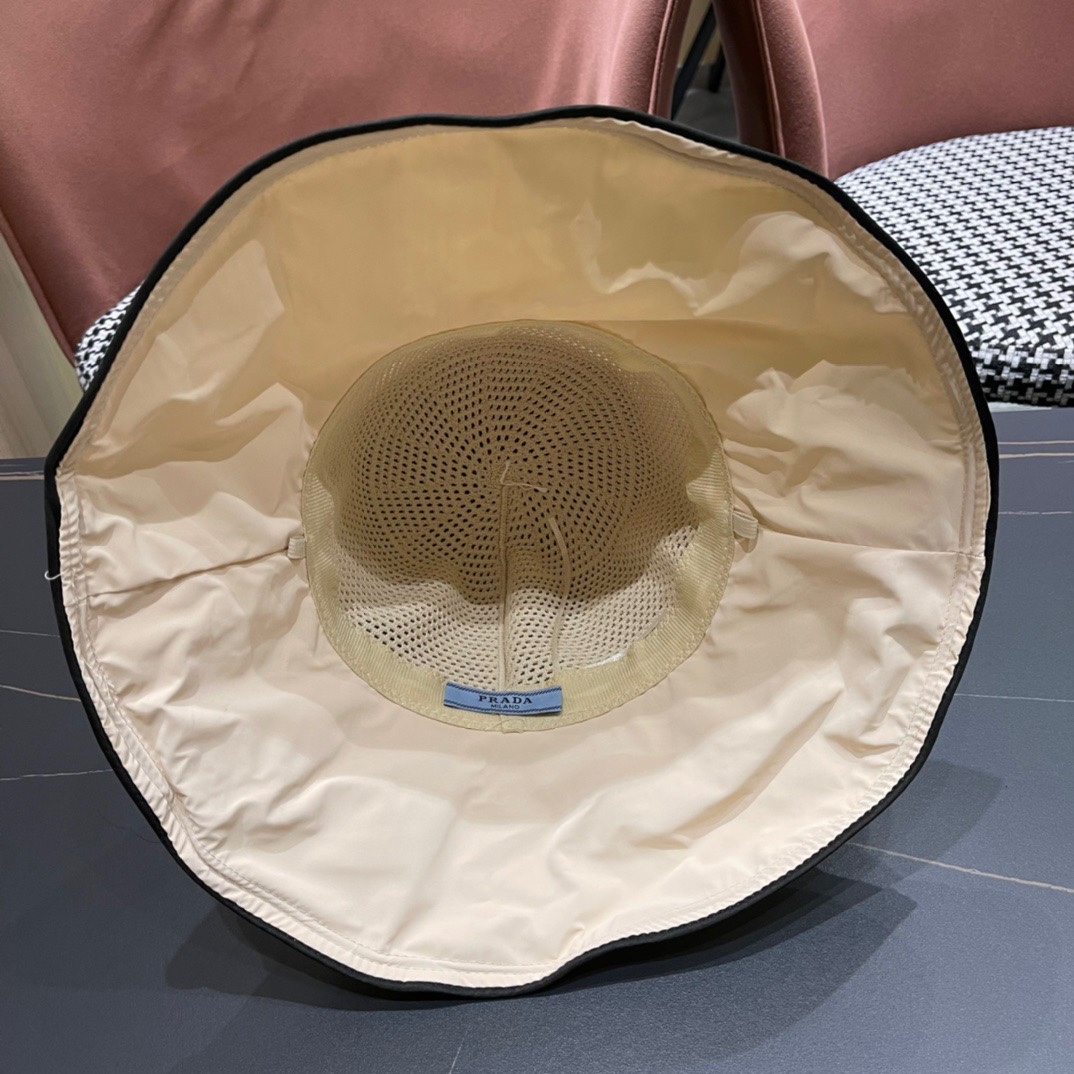  【PRADA普拉达】2024春夏款大沿蝴蝶结遮阳渔夫帽🌈更有质感的一款