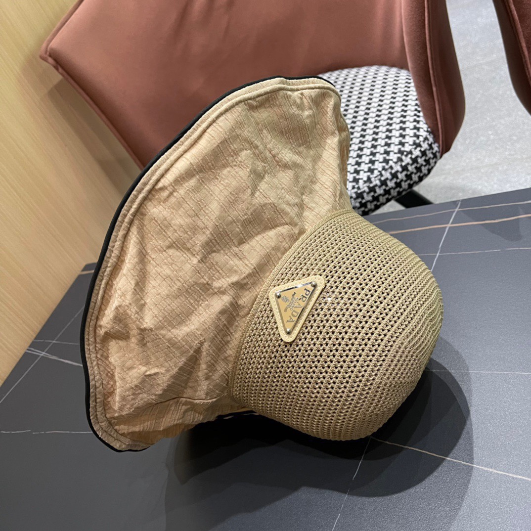  【PRADA普拉达】2024春夏款大沿蝴蝶结遮阳渔夫帽🌈更有质感的一款