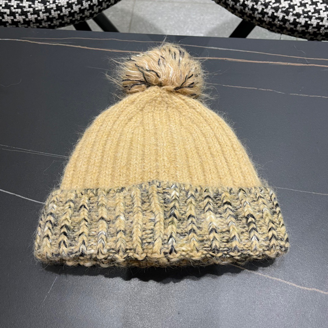  迪奥Dior〽️兔毛毛线帽女秋冬韩版百搭日系保暖针织帽ins潮牌加厚护耳冷帽子