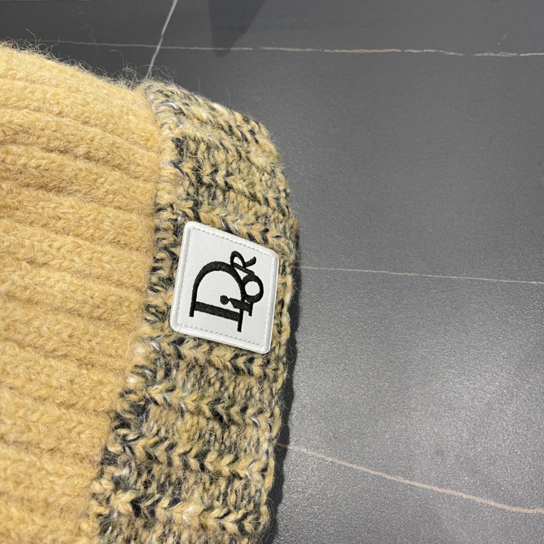  迪奥Dior〽️兔毛毛线帽女秋冬韩版百搭日系保暖针织帽ins潮牌加厚护耳冷帽子