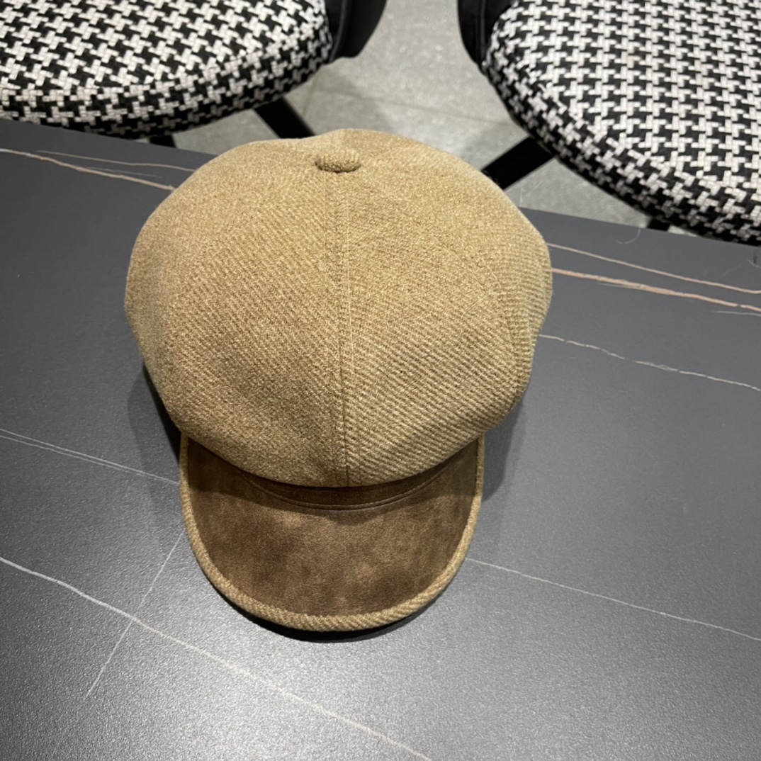 普拉达Prada女秋冬季英伦复古贝雷帽时尚简约纯色鸭舌帽