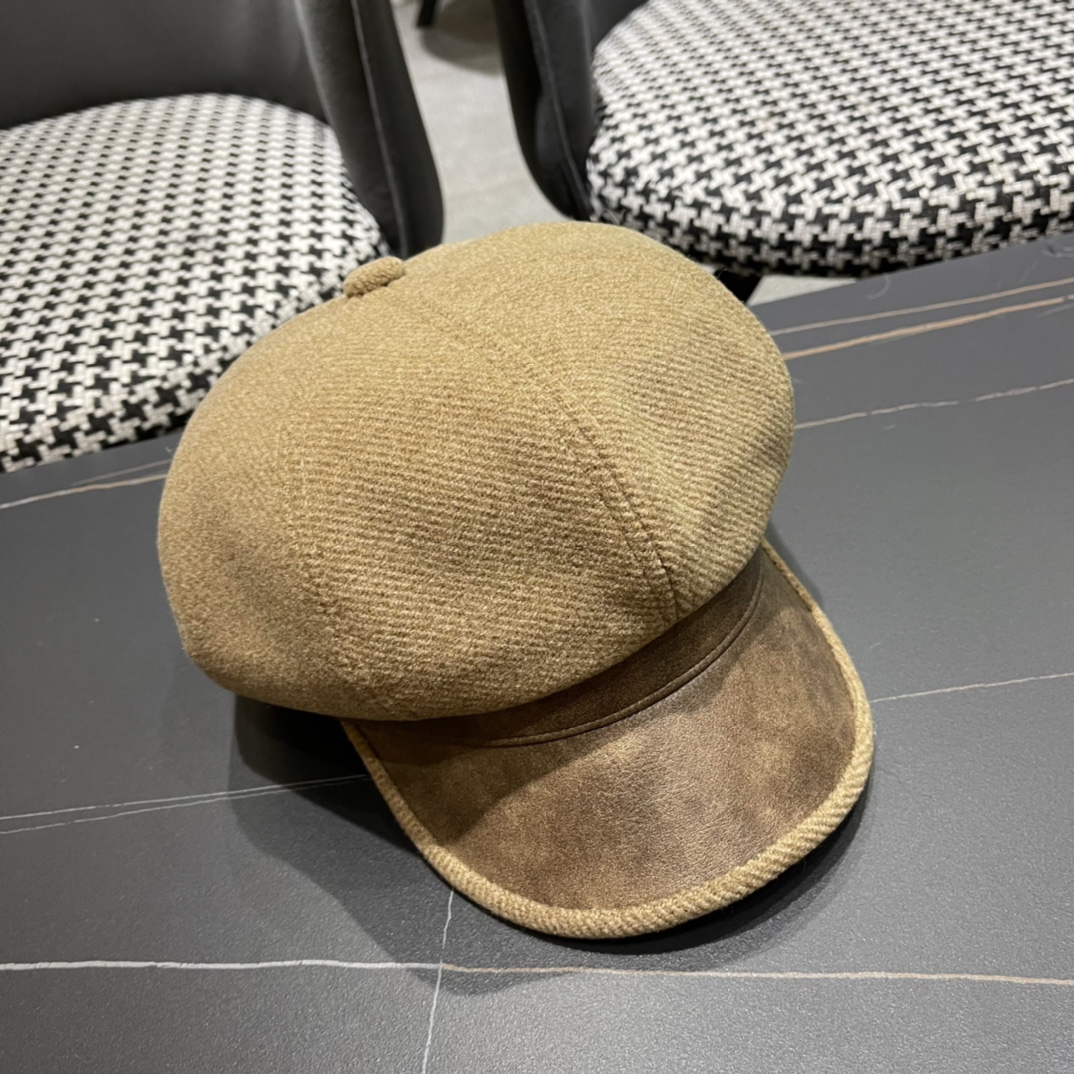 普拉达Prada女秋冬季英伦复古贝雷帽时尚简约纯色鸭舌帽