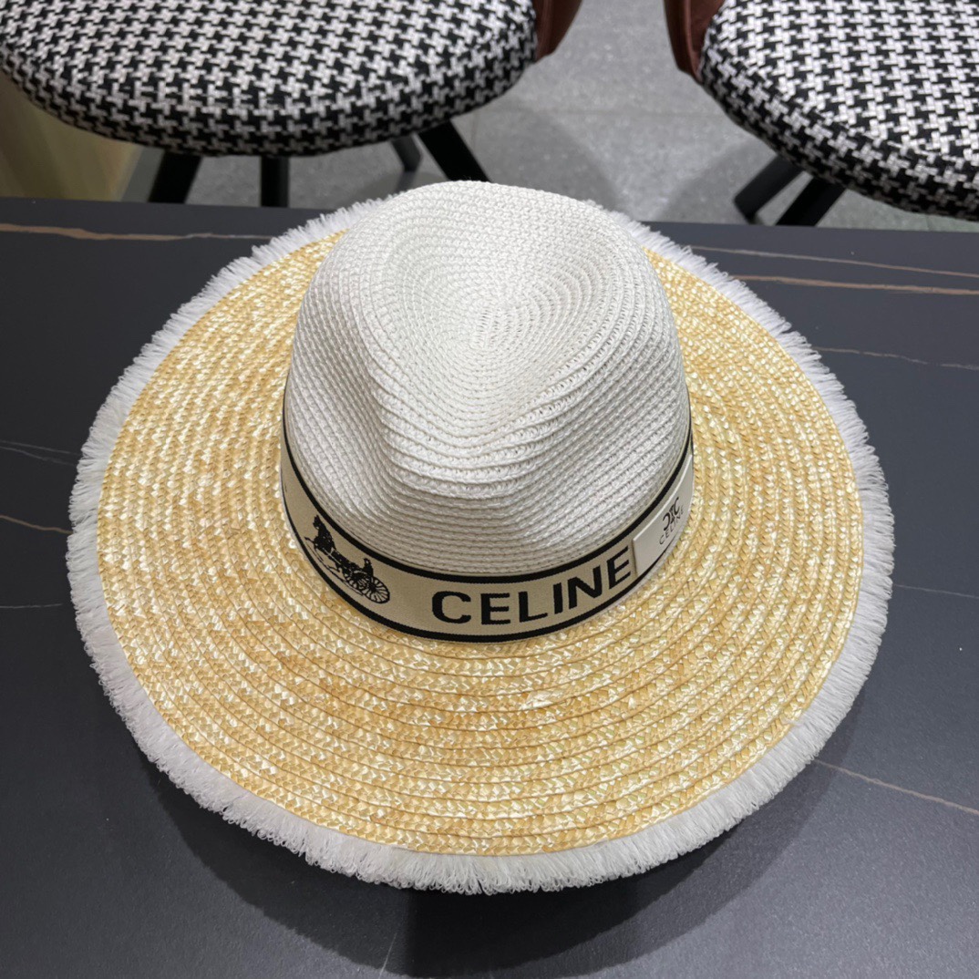 【CELINE赛琳】2026新款密织草帽  夏天海边首选～明星同款～大牌简约