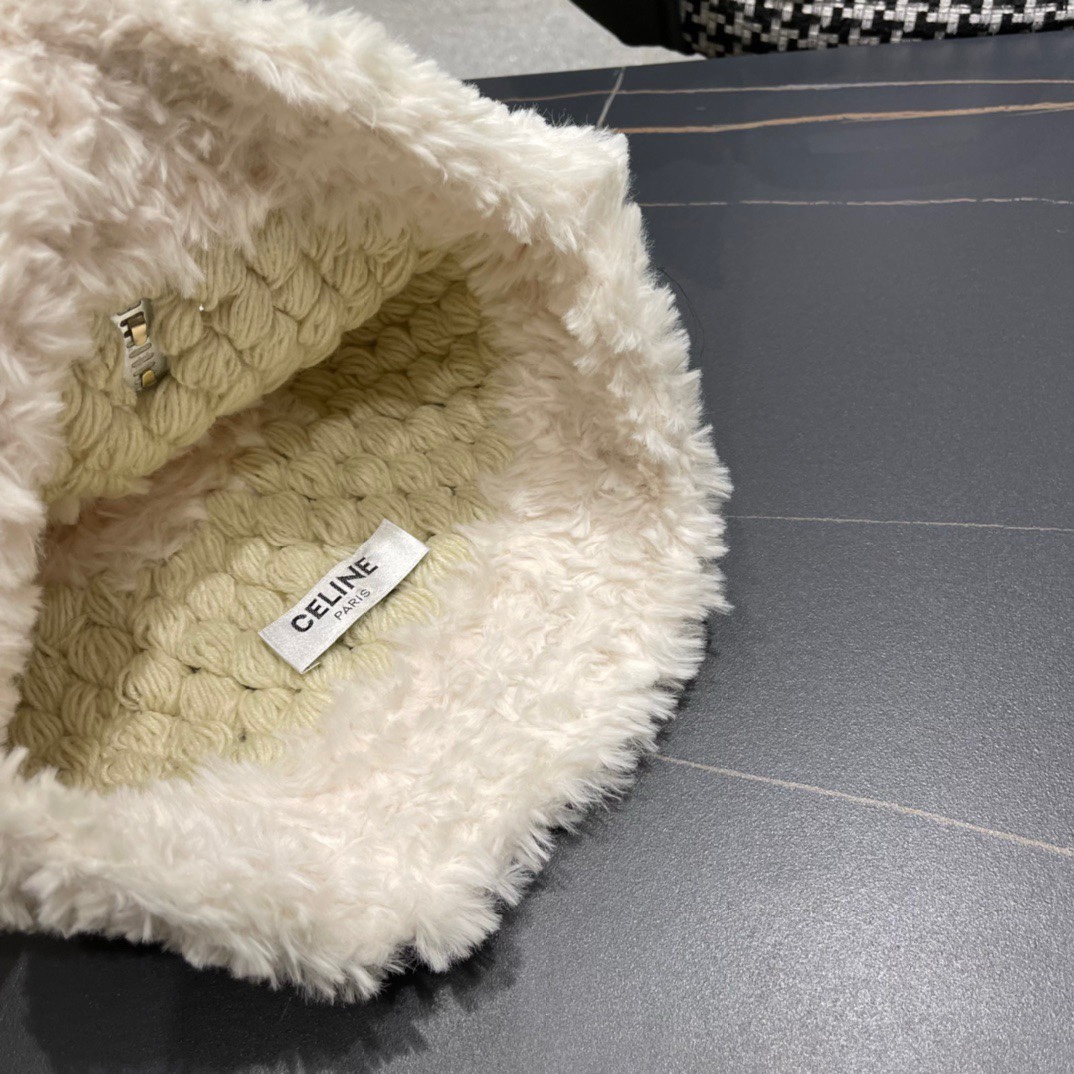 赛琳cellne加绒拼接盆帽手工钩针粗线女博主款保暖渔夫帽韩版冬款毛绒针织