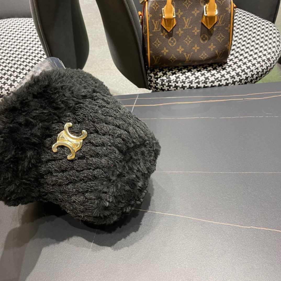 赛琳cellne加绒拼接盆帽手工钩针粗线女博主款保暖渔夫帽韩版冬款毛绒针织