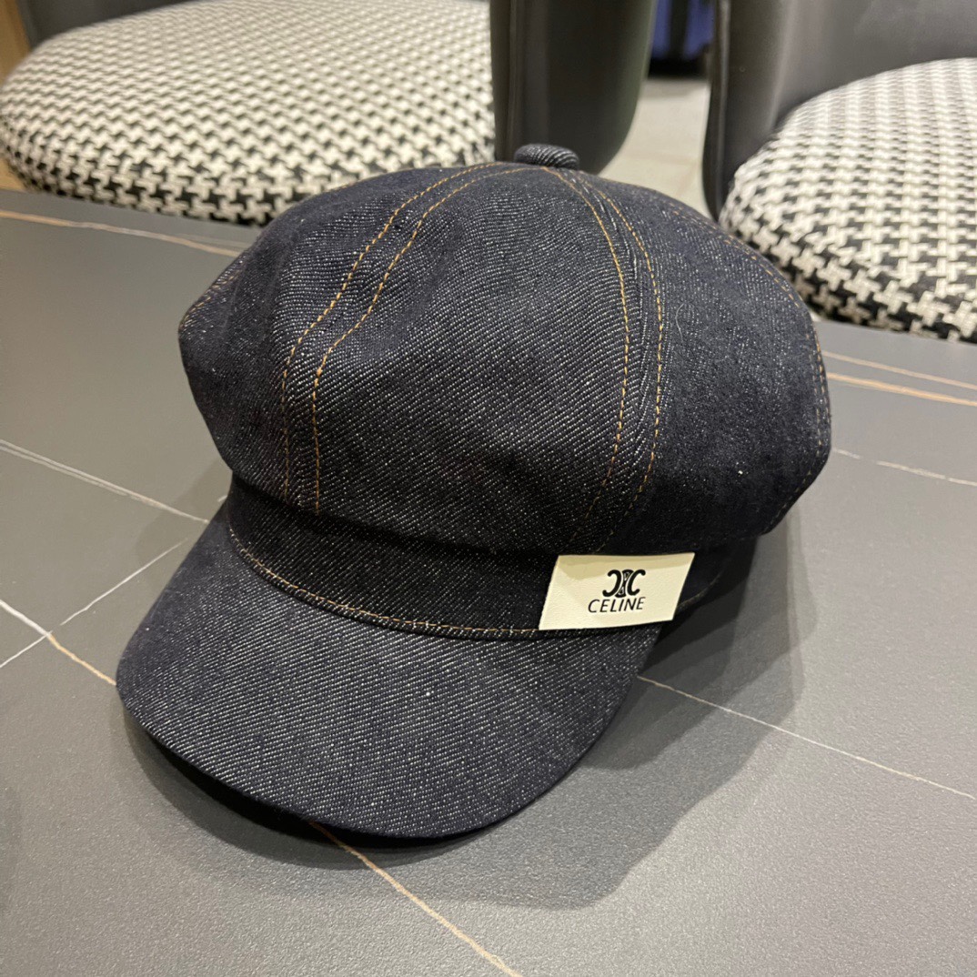 。Celine 赛琳早秋新款军贝雷帽是鸭舌牛仔贝雷帽 进口材质笔挺舒展 整体爽朗有书卷气👍👍