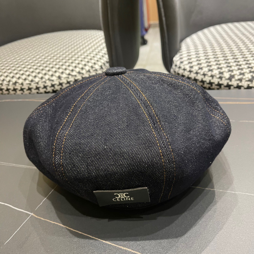 。Celine 赛琳早秋新款军贝雷帽是鸭舌牛仔贝雷帽 进口材质笔挺舒展 整体爽朗有书卷气👍👍