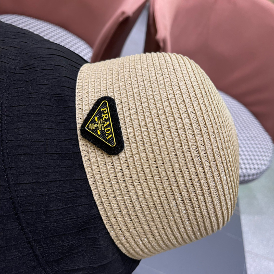  PRADA普拉达春夏2024新款显渔夫帽夏天遮阳防晒盆帽