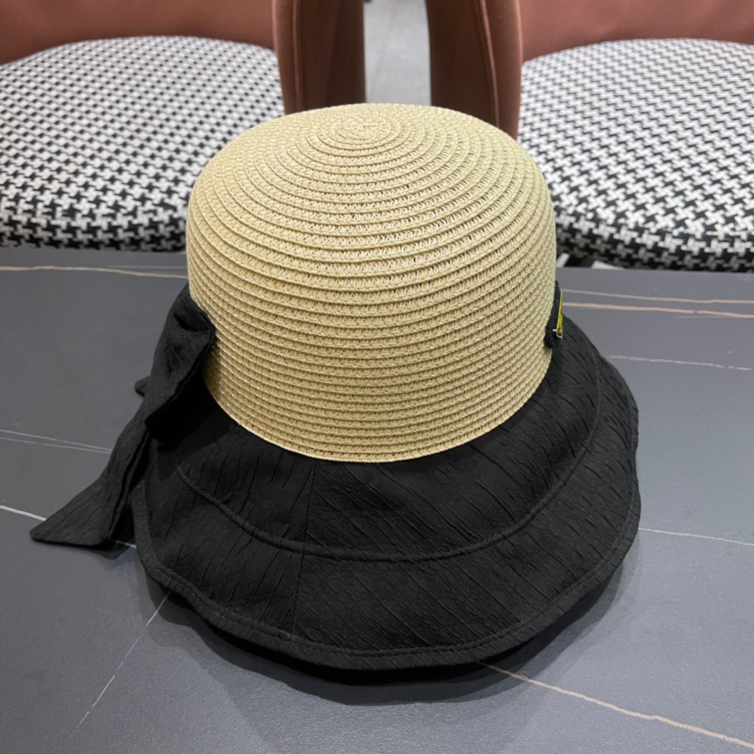  PRADA普拉达春夏2024新款显渔夫帽夏天遮阳防晒盆帽