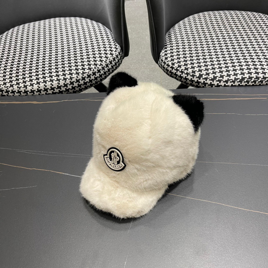 MONCLER蒙口帽子女冬季新款耳朵帽皮草加厚保暖鸭舌帽休闲逛街百搭棒球帽