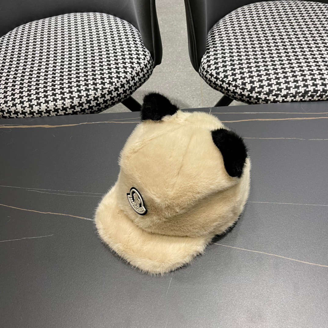 MONCLER蒙口帽子女冬季新款耳朵帽皮草加厚保暖鸭舌帽休闲逛街百搭棒球帽