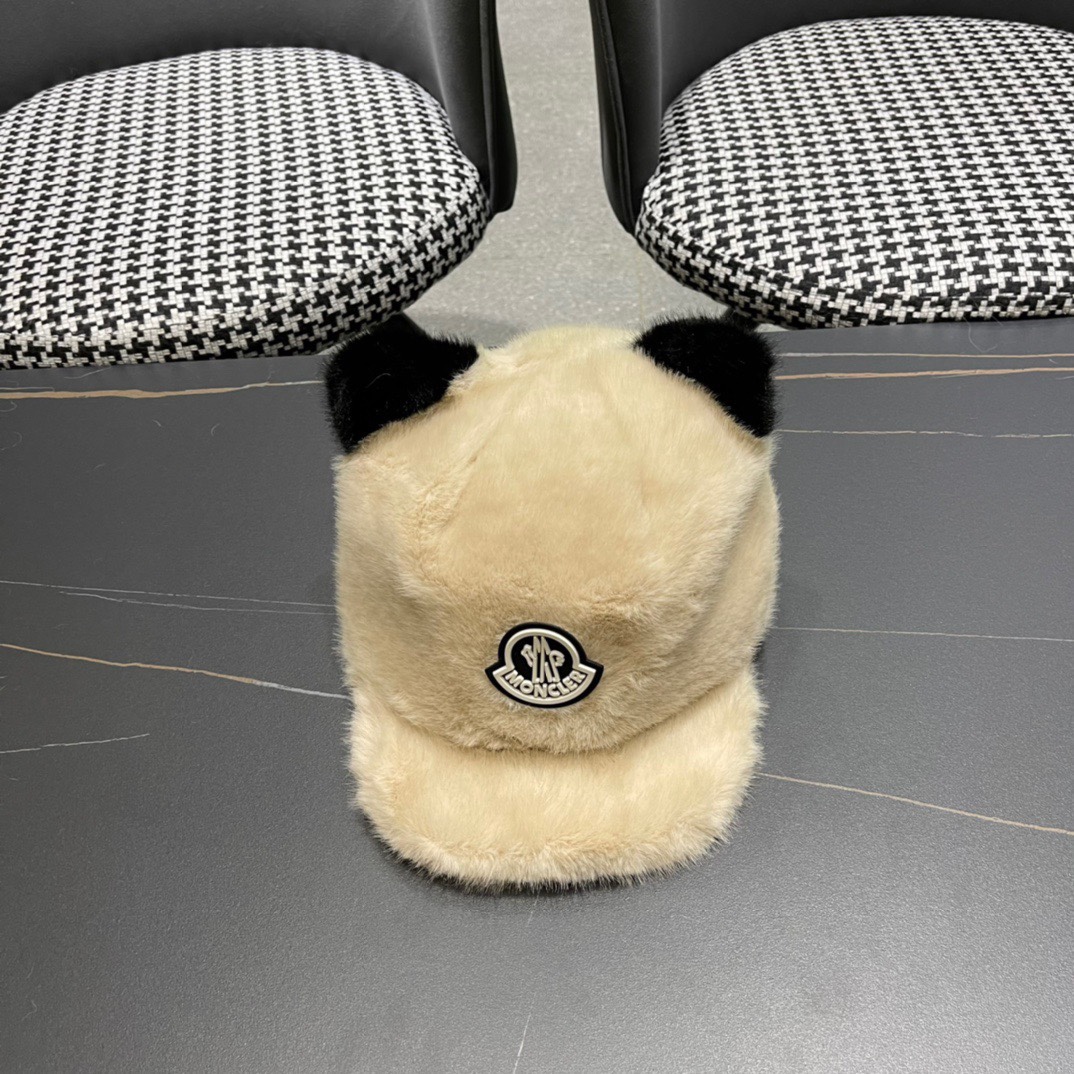 MONCLER蒙口帽子女冬季新款耳朵帽皮草加厚保暖鸭舌帽休闲逛街百搭棒球帽