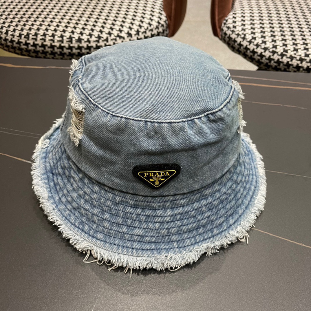 NO:214892,.PRADA Cowboy Ripped Fisherman's Hat Fashionable, High-end Workshop!  Details look real shots, hat, fisherman hat, baseball hat, knit hat, hat, prada, prada, espadrilles, hats19860909.PRADA 普拉达 牛仔破洞渔夫帽 时尚潮流,高端做工！细节看实拍哦帽子渔夫帽棒球帽针织帽,帽子,prada,prada,espadrilles,hats,hat