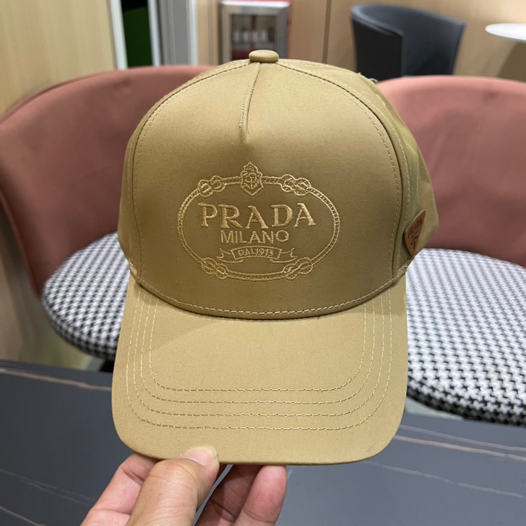 Prada普拉达新款原单棒球帽1:1开模订制做工完美质量超赞基础头围56贴片可调节