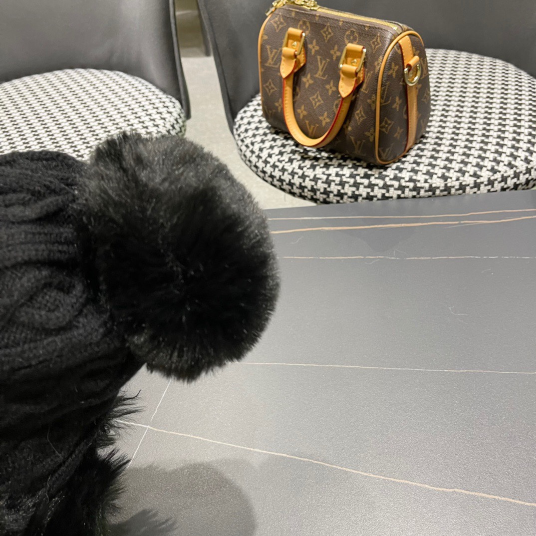 GUCCI古奇冬季雷锋帽女韩版潮百搭可爱毛球针织毛线帽加绒保暖时尚护耳帽子