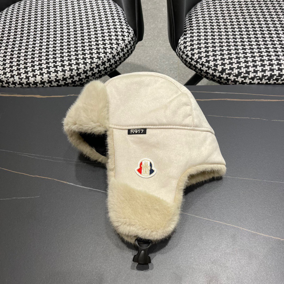MONCLER拼接麂皮绒毛绒雷锋帽子男女户外滑雪保暖加厚骑车防寒东北帽