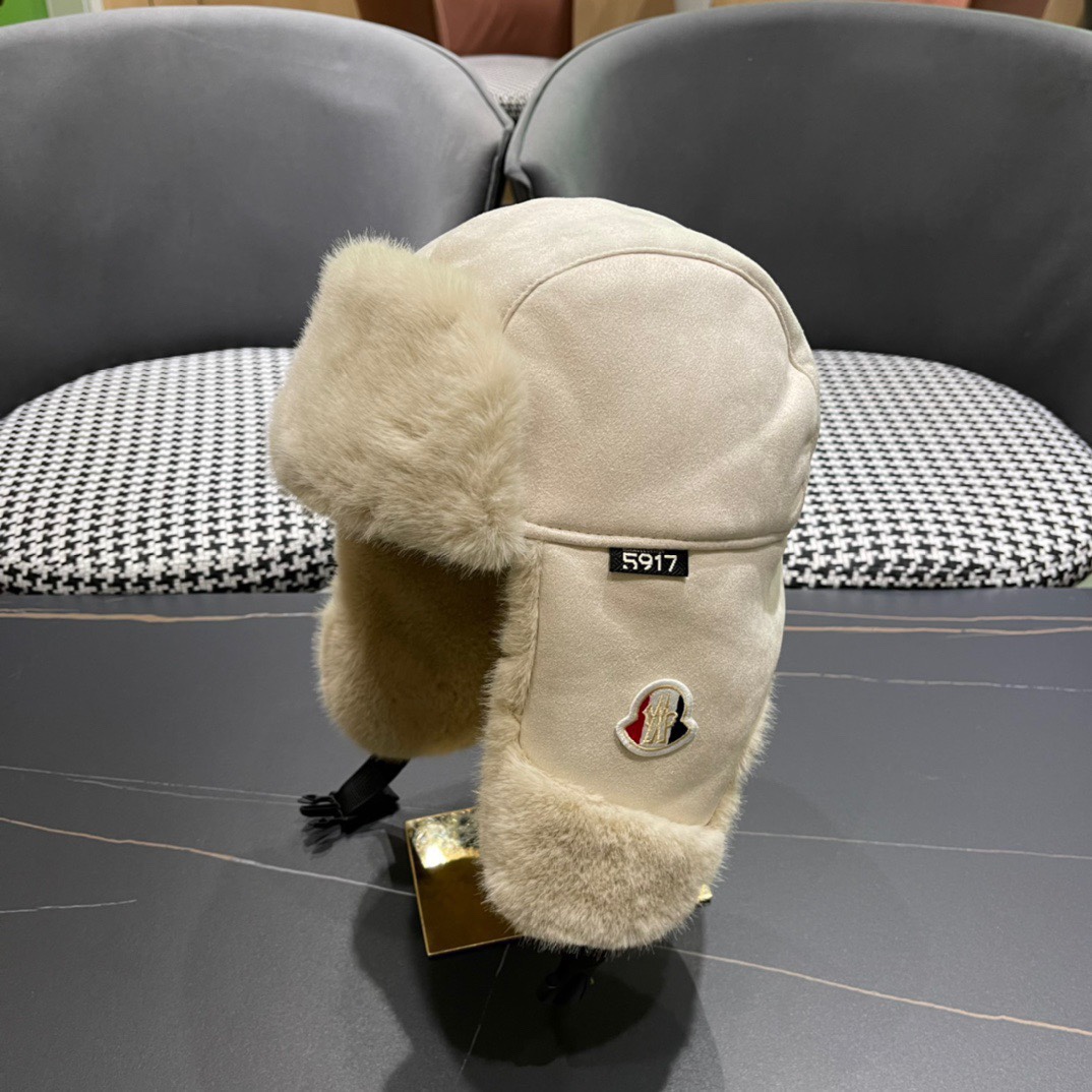 MONCLER拼接麂皮绒毛绒雷锋帽子男女户外滑雪保暖加厚骑车防寒东北帽