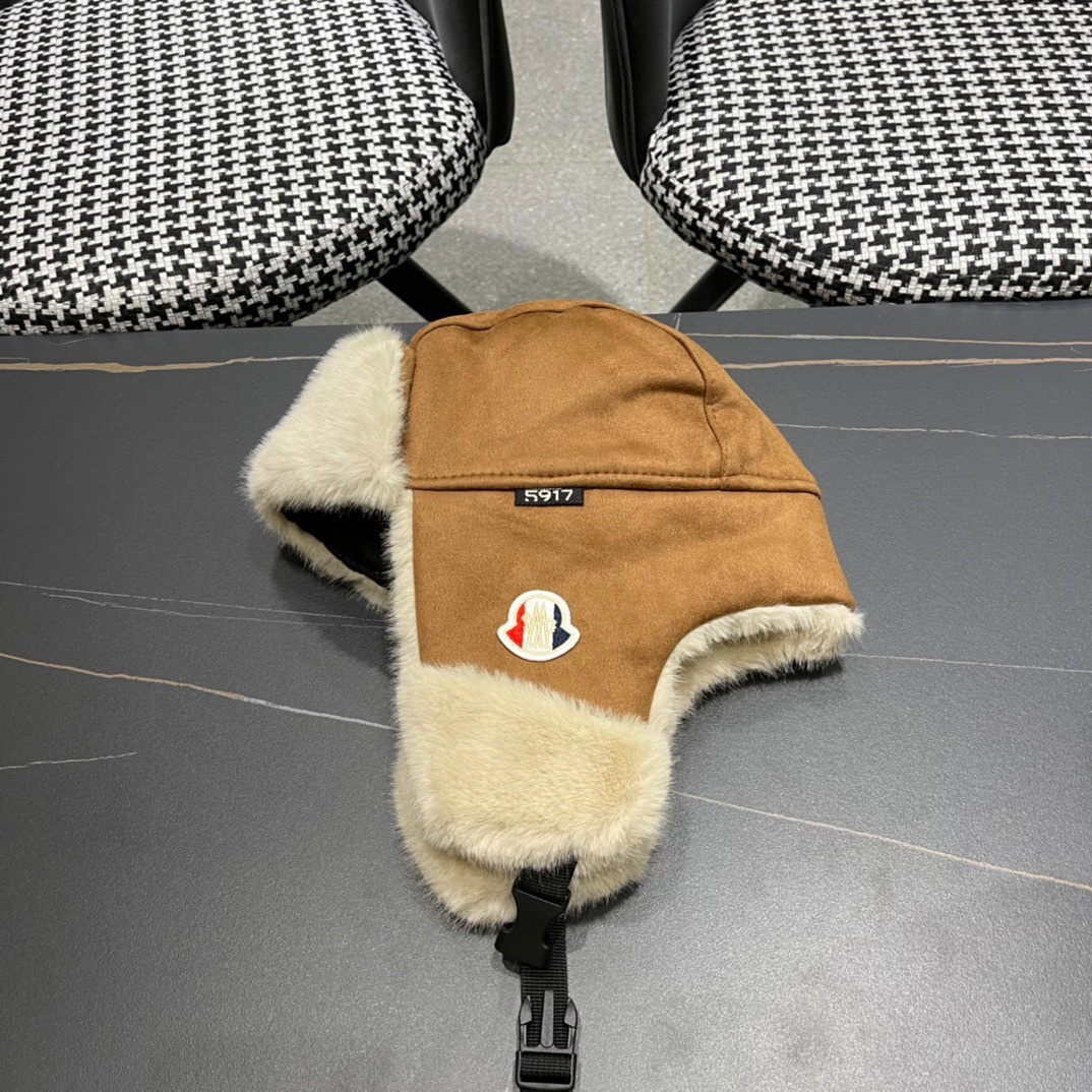MONCLER拼接麂皮绒毛绒雷锋帽子男女户外滑雪保暖加厚骑车防寒东北帽