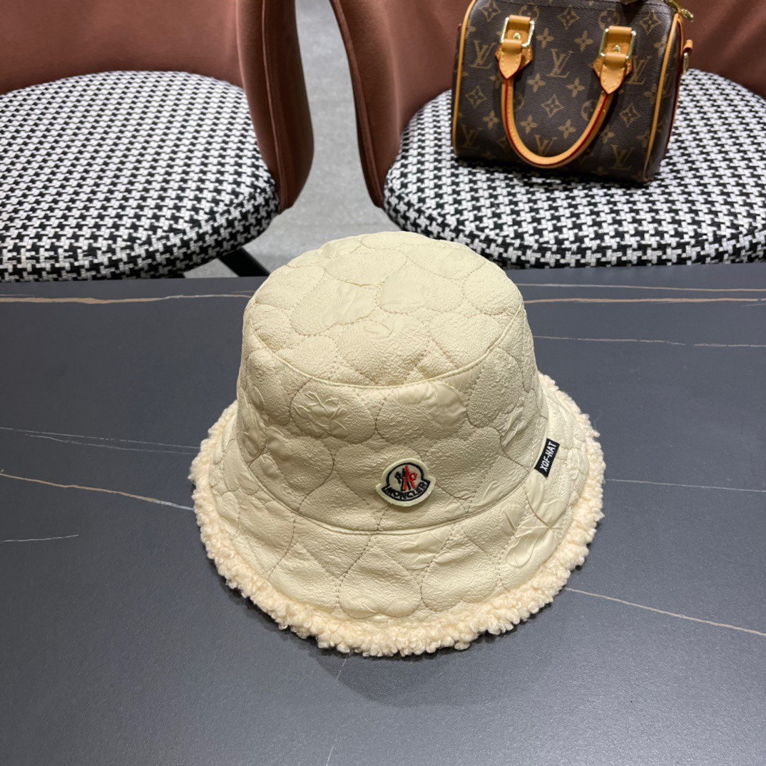 蒙口moncler羊羔绒双面渔夫帽子女秋冬季时尚百搭显脸小保暖加绒加厚防寒盆帽