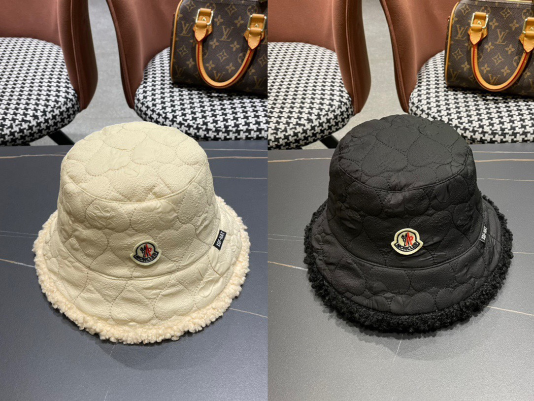 蒙口moncler羊羔绒双面渔夫帽子女秋冬季时尚百搭显脸小保暖加绒加厚防寒盆帽