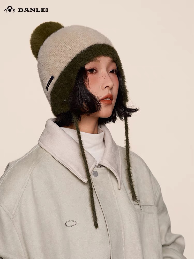 蒙口moncler女冬季仿貂软软毛绒保暖护耳防风加厚户外骑行防寒帽