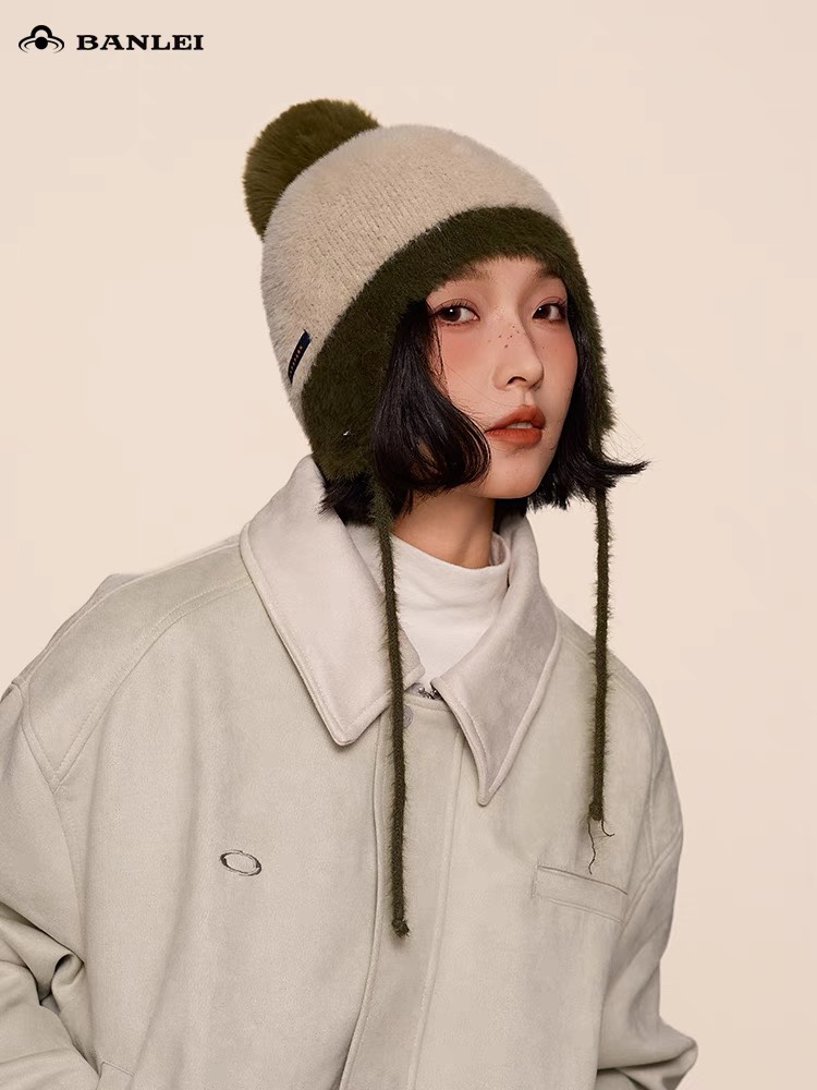 蒙口moncler女冬季仿貂软软毛绒保暖护耳防风加厚户外骑行防寒帽