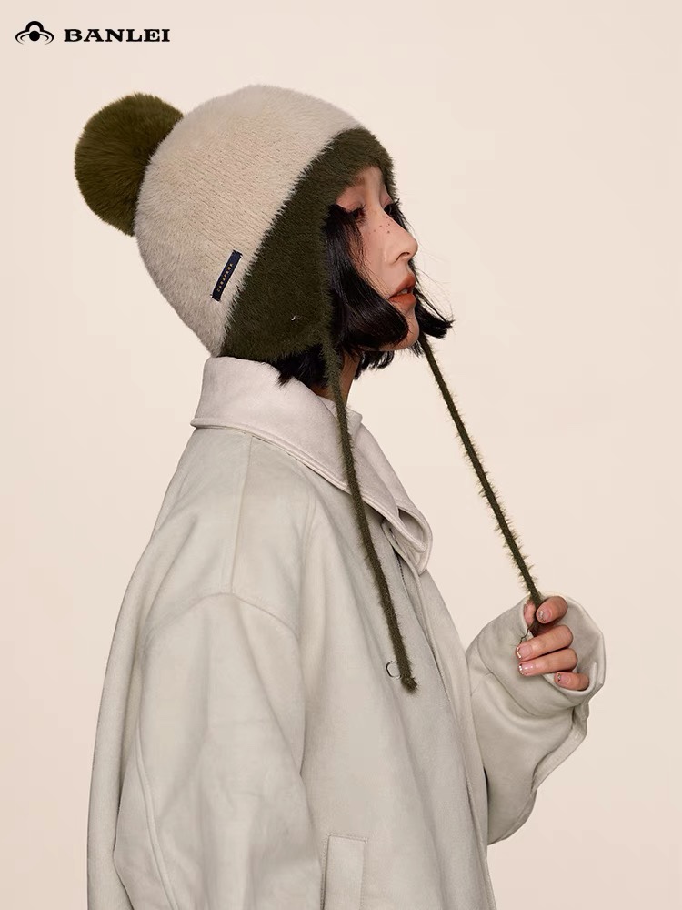 蒙口moncler女冬季仿貂软软毛绒保暖护耳防风加厚户外骑行防寒帽