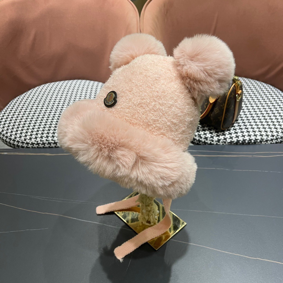 moncler秋冬季新款可爱小熊耳朵百搭毛线帽韩版显脸小保暖套头女帽