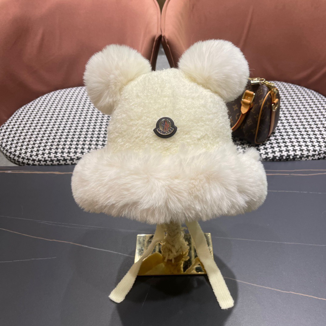 moncler秋冬季新款可爱小熊耳朵百搭毛线帽韩版显脸小保暖套头女帽