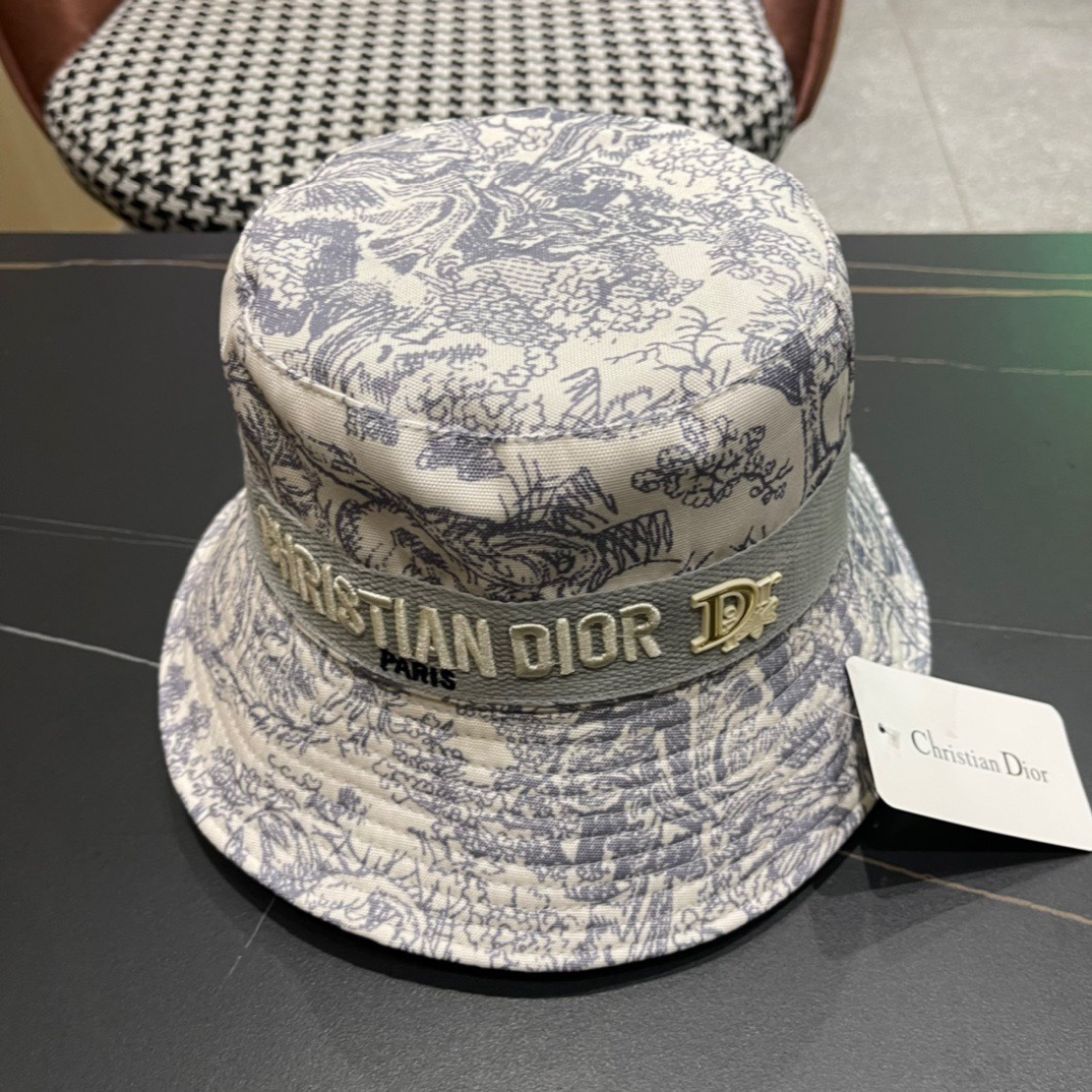 迪奥Dior官网最新满印迪奥logo渔夫帽防晒指数超高有型不软塌可随意折叠携带方便