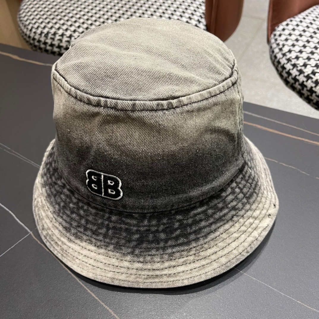 balenciaga巴黎世家2024牛仔渔夫帽夏季防晒遮阳帽子大头围水桶帽显脸小