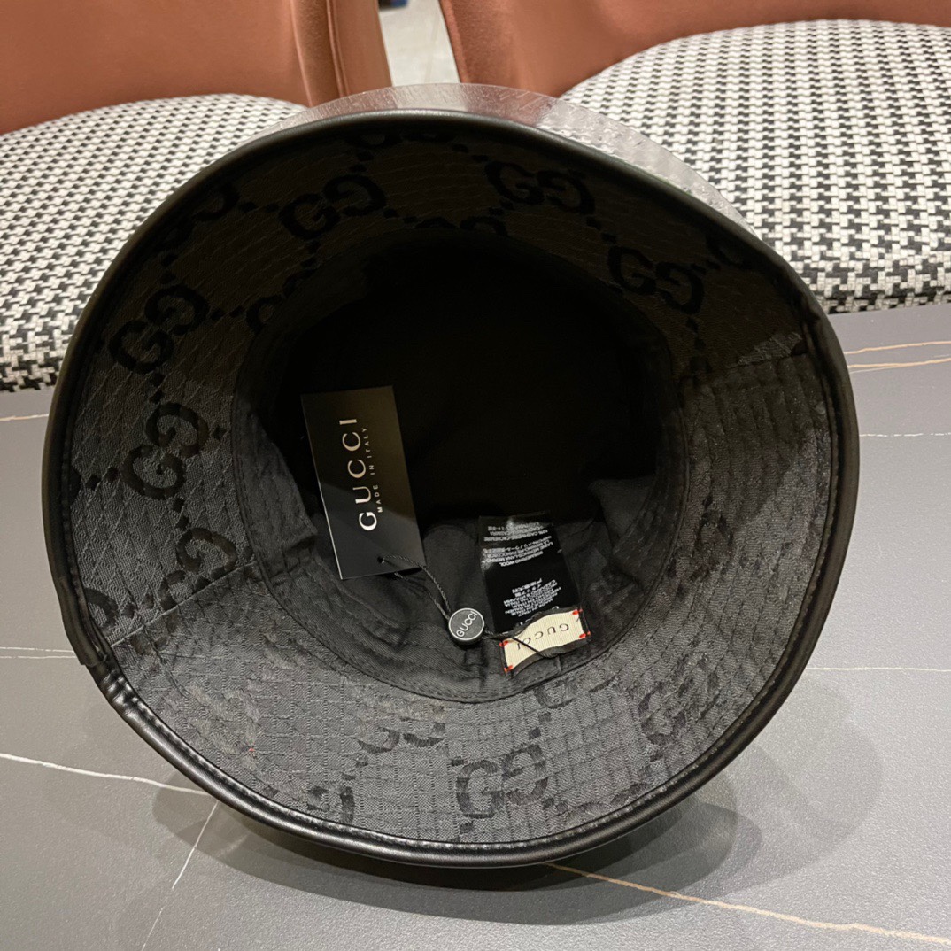 GUCCI古奇2024专柜新款简约渔夫帽很潮！休闲运动款经典制作超级好搭衣服！