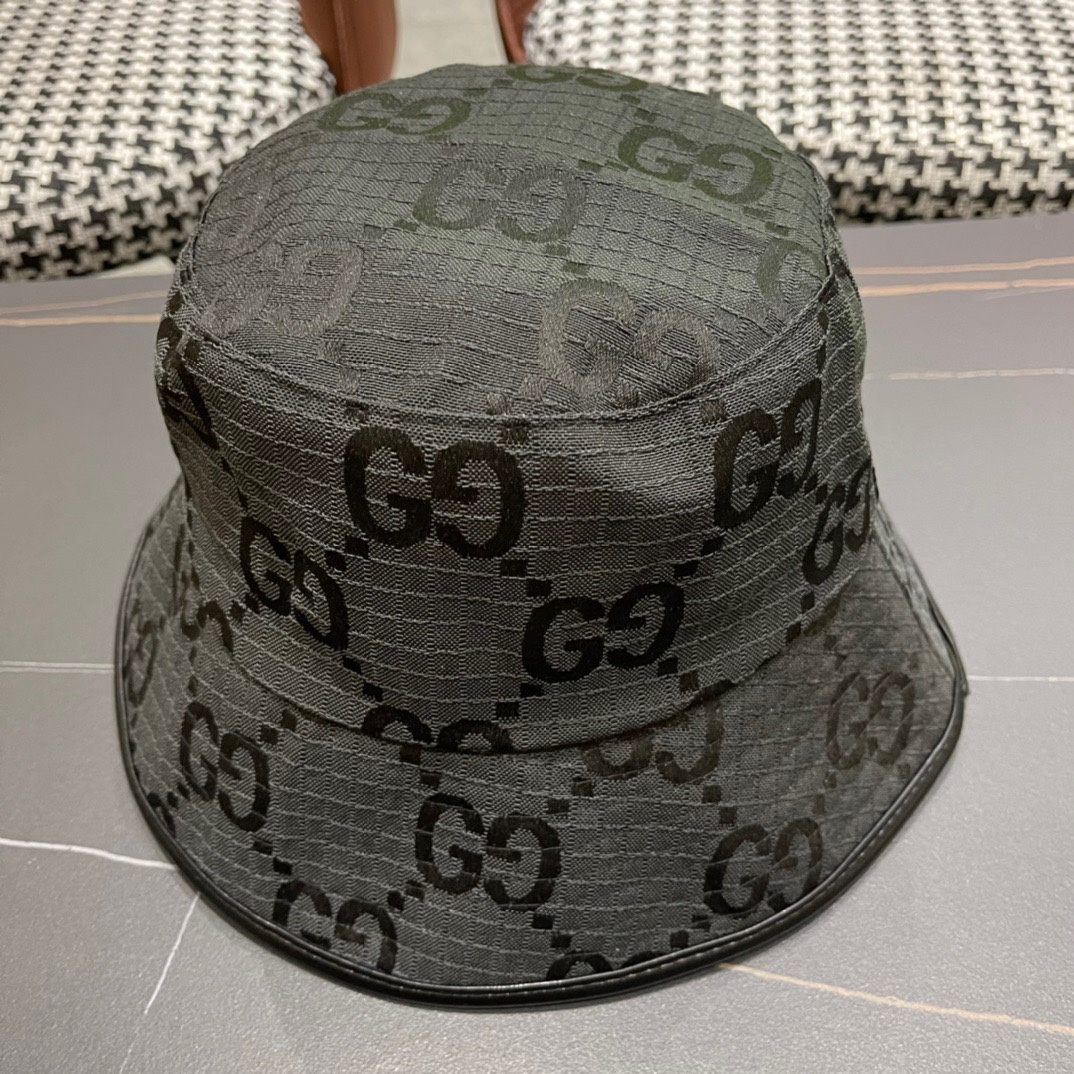 GUCCI古奇2024专柜新款简约渔夫帽很潮！休闲运动款经典制作超级好搭衣服！