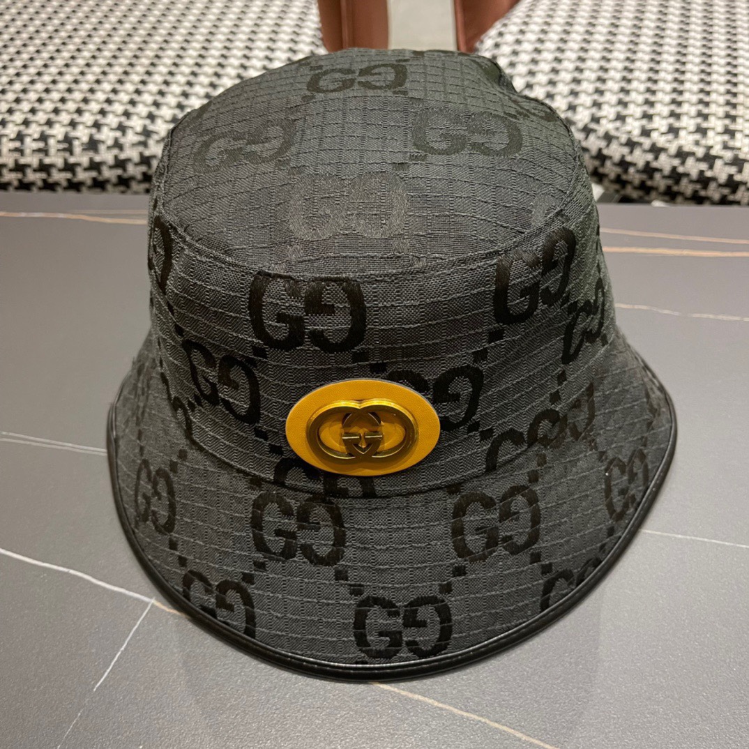 GUCCI古奇2024专柜新款简约渔夫帽很潮！休闲运动款经典制作超级好搭衣服！