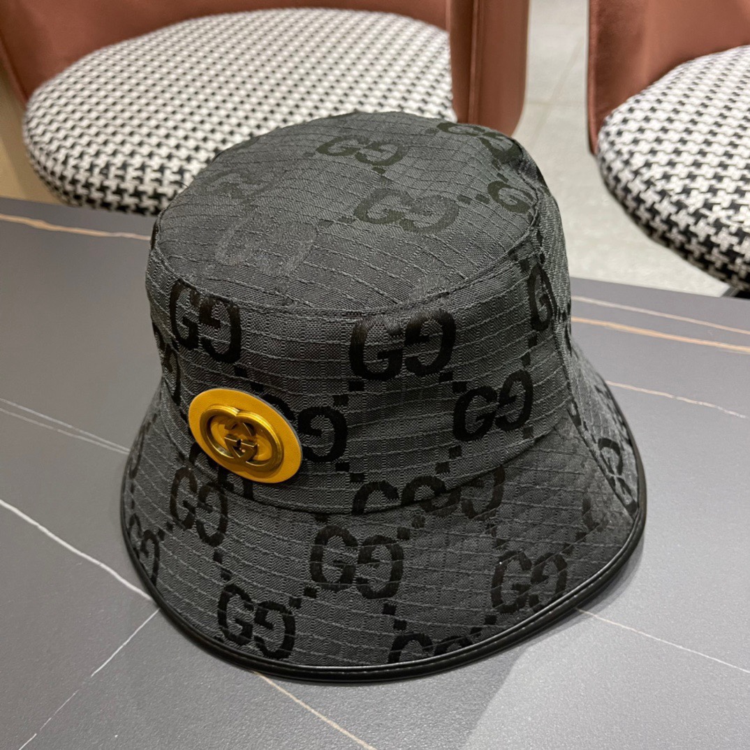GUCCI古奇2024专柜新款简约渔夫帽很潮！休闲运动款经典制作超级好搭衣服！