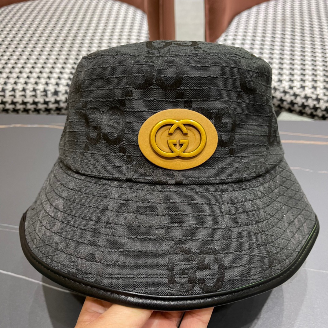 GUCCI古奇2024专柜新款简约渔夫帽很潮！休闲运动款经典制作超级好搭衣服！