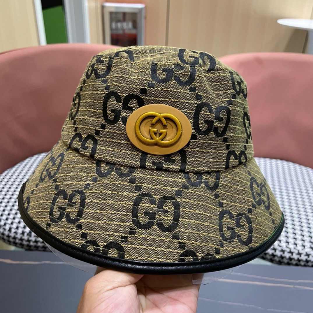 GUCCI古奇2024专柜新款简约渔夫帽很潮！休闲运动款经典制作超级好搭衣服！