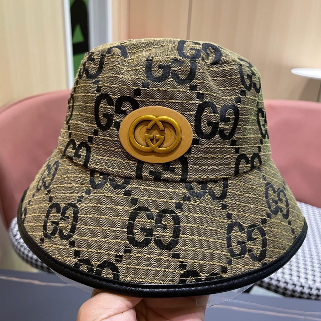 GUCCI古奇2024专柜新款简约渔夫帽很潮！休闲运动款经典制作超级好搭衣服！