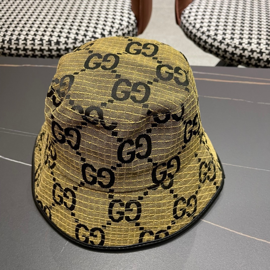 GUCCI古奇2024专柜新款简约渔夫帽很潮！休闲运动款经典制作超级好搭衣服！