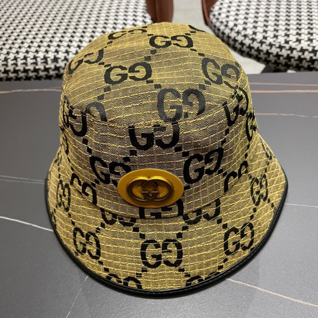 GUCCI古奇2024专柜新款简约渔夫帽很潮！休闲运动款经典制作超级好搭衣服！